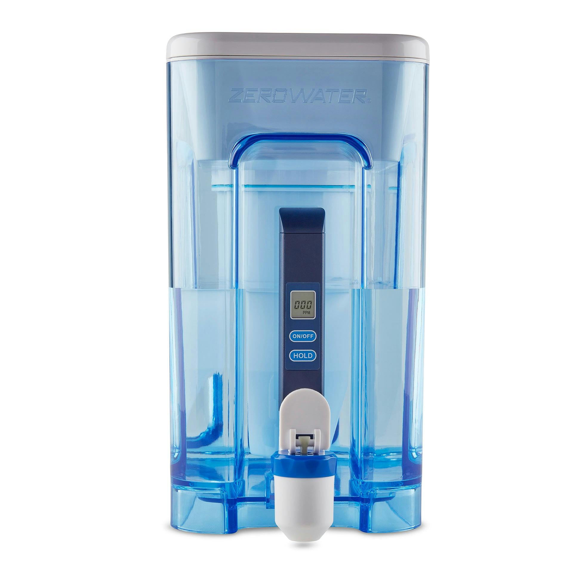 22 cup ready read dispenser front view with tds meter and spigot