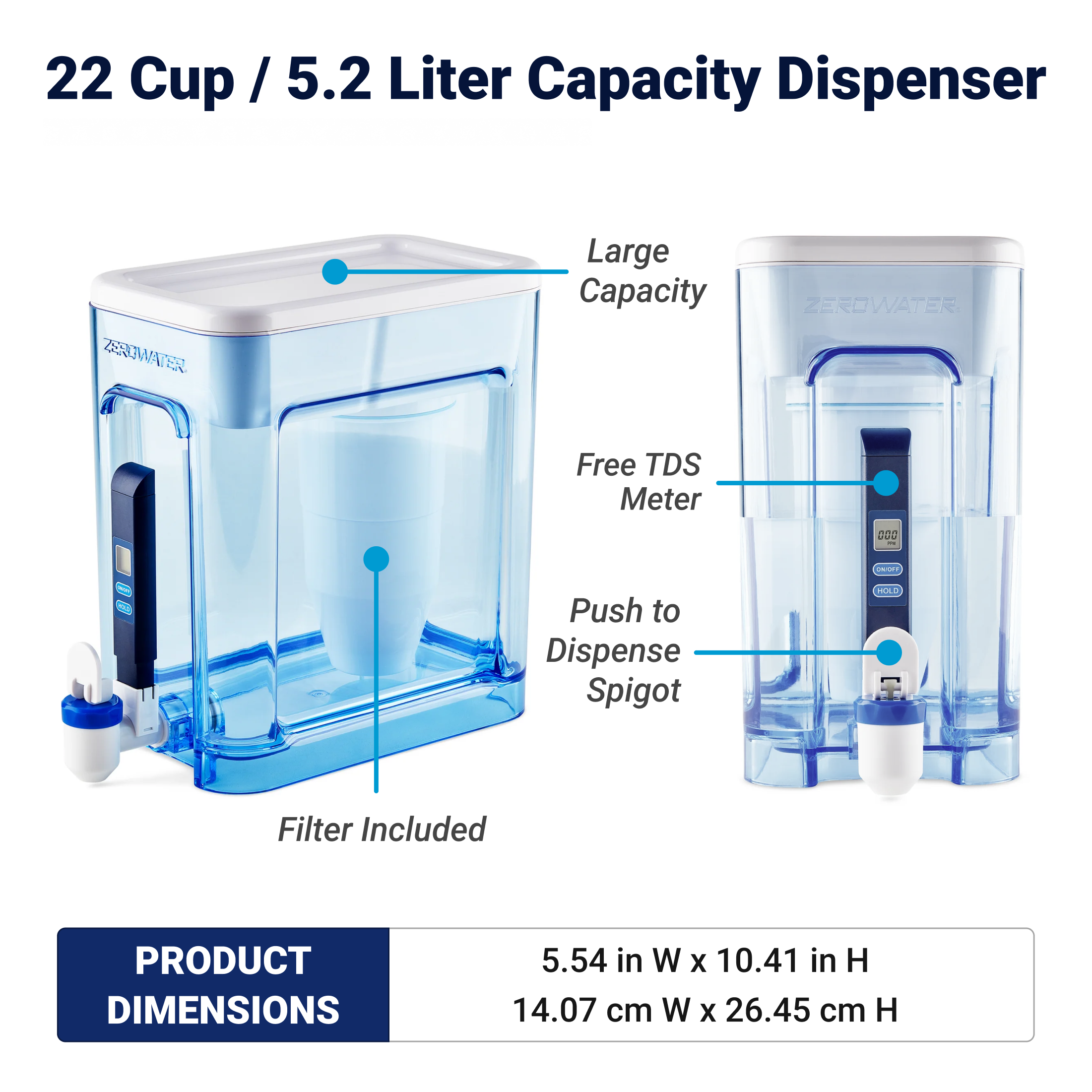 22 cup 5.2 liter capacity dispenser with product dispenser