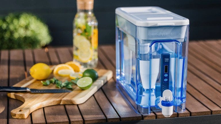 ZeroWater's 22 cup ready-read sitting next to infused water ingredients