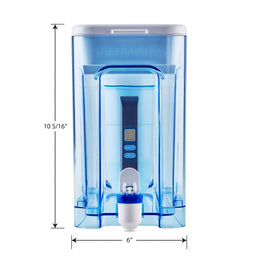 32 cup ready read dispenser front view with dimensions