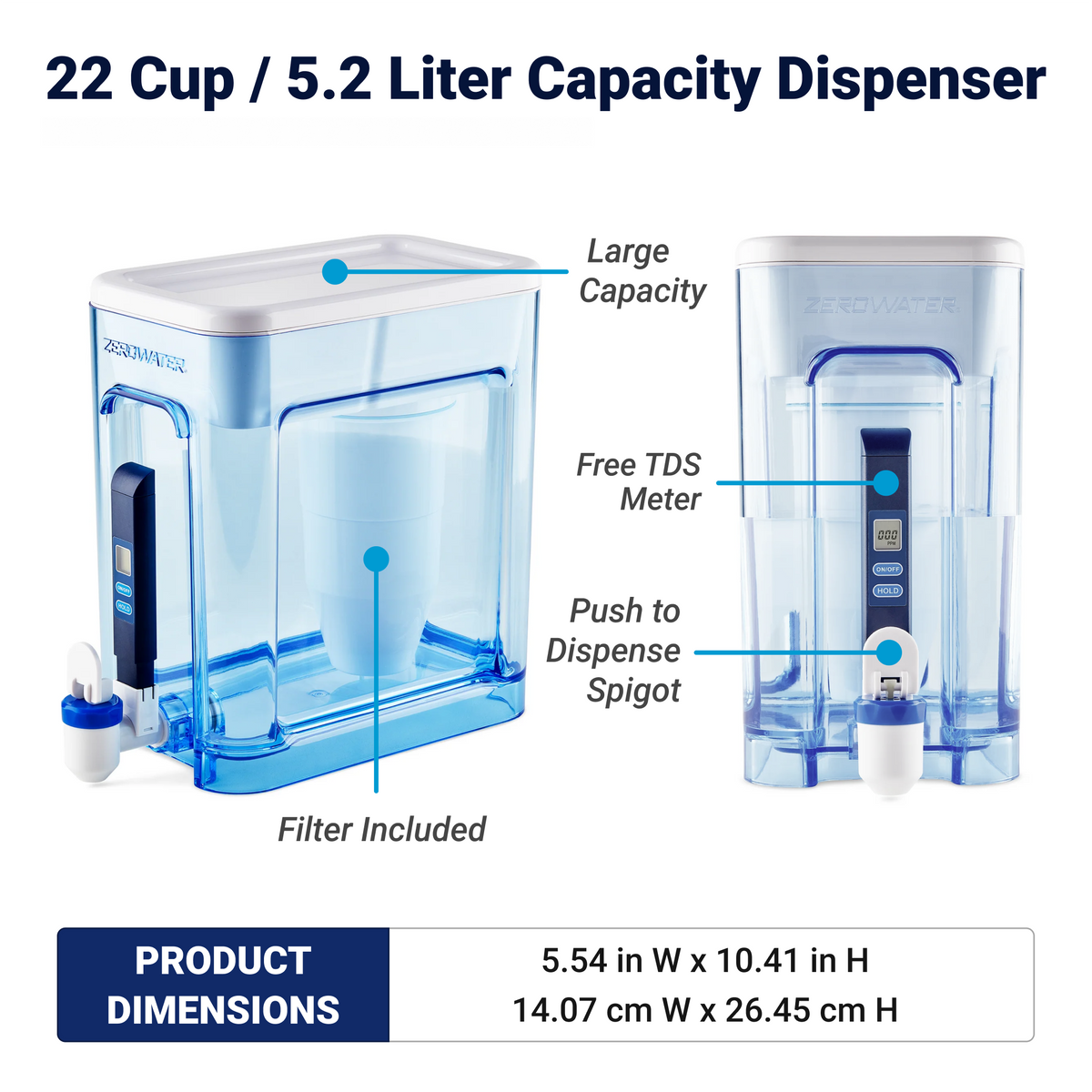 22 Cup Ready-Read Pitcher + 2 Filters